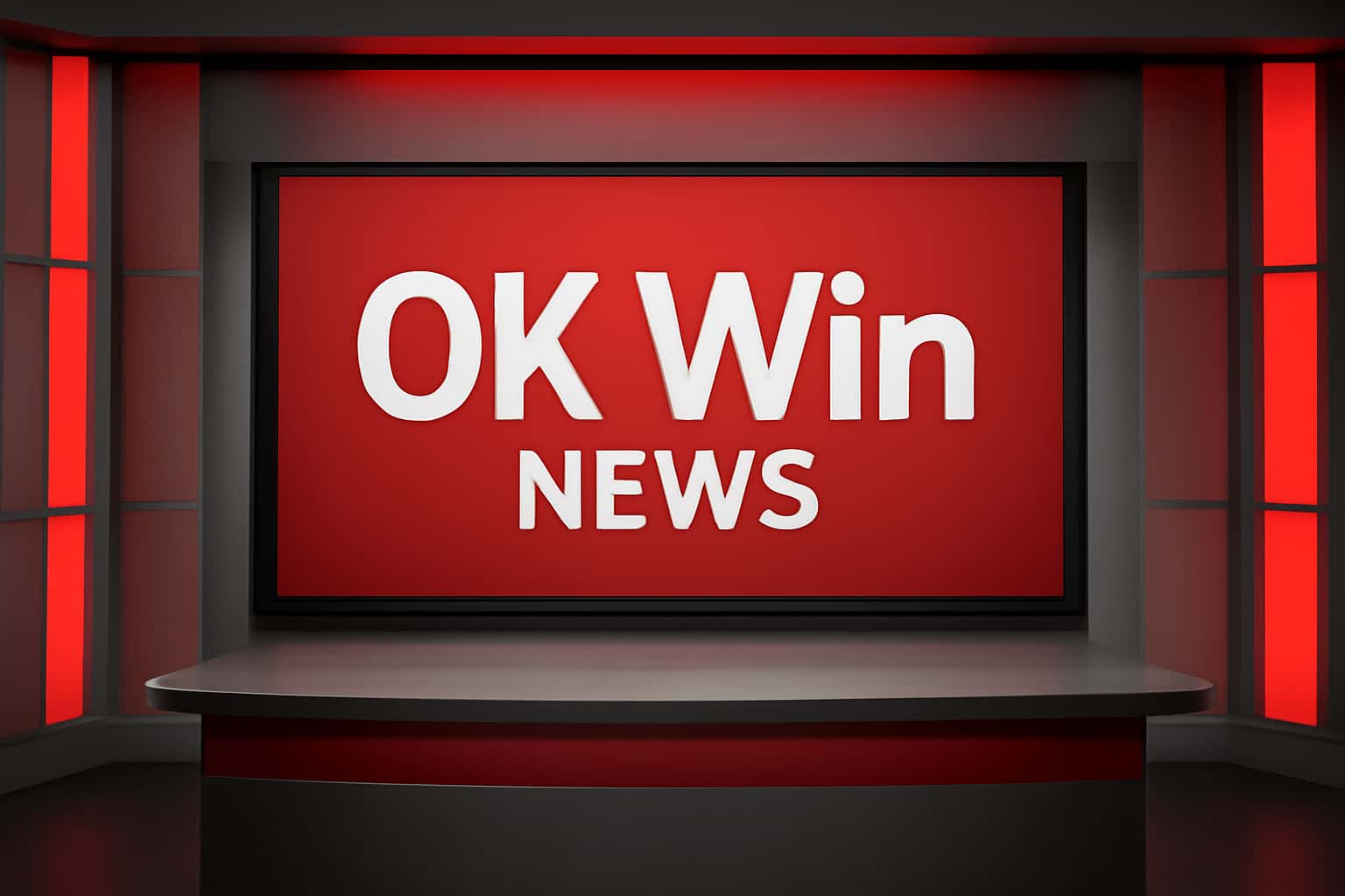 A futuristic dashboard design displaying updates for OK Win News.