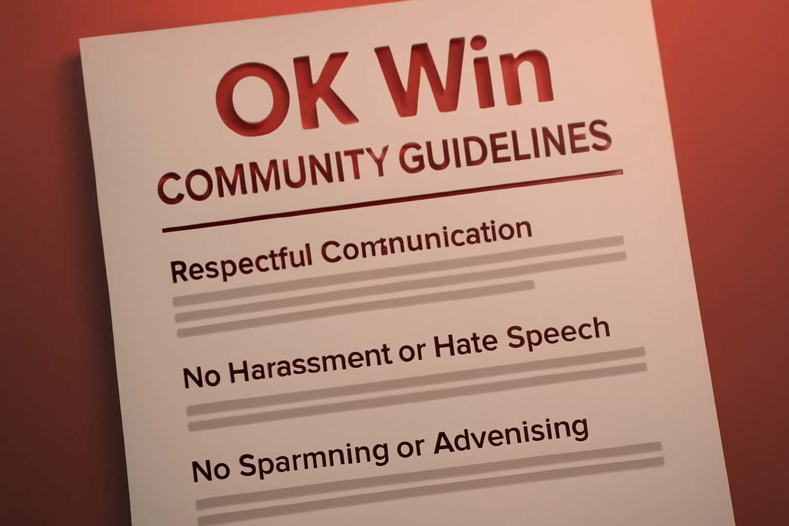 A scene depicting the OK Win Community Guidelines in a professional setting.