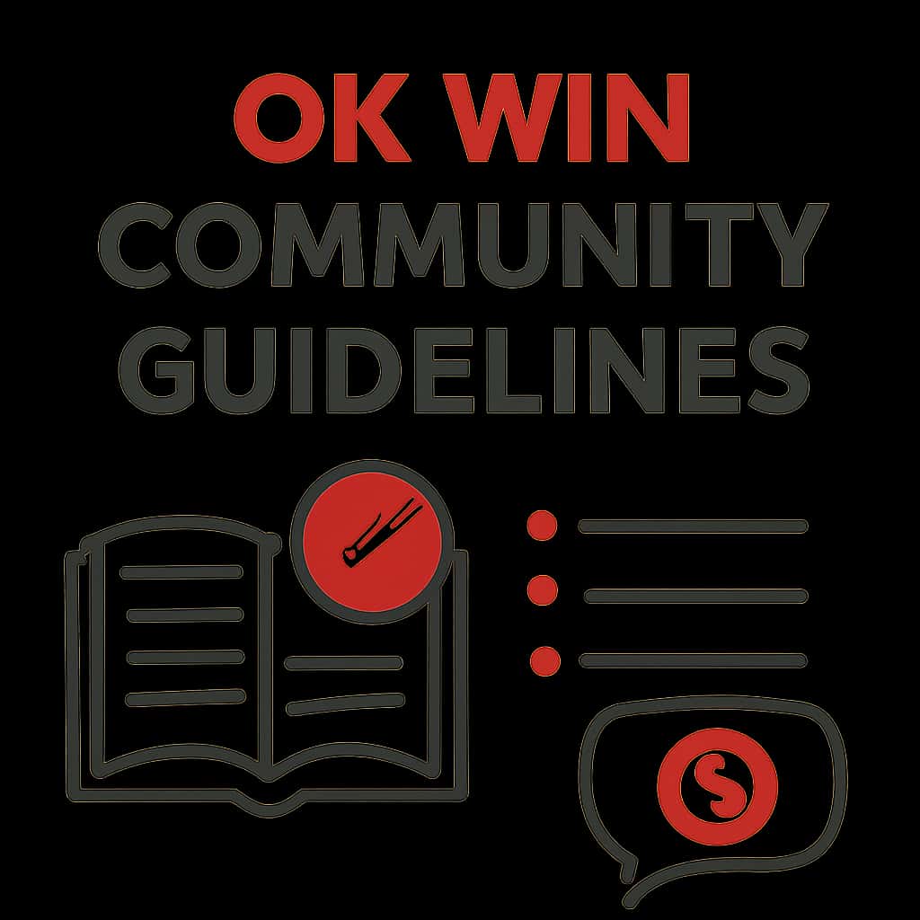 Illustration showcasing the features of OK Win Community Guidelines.