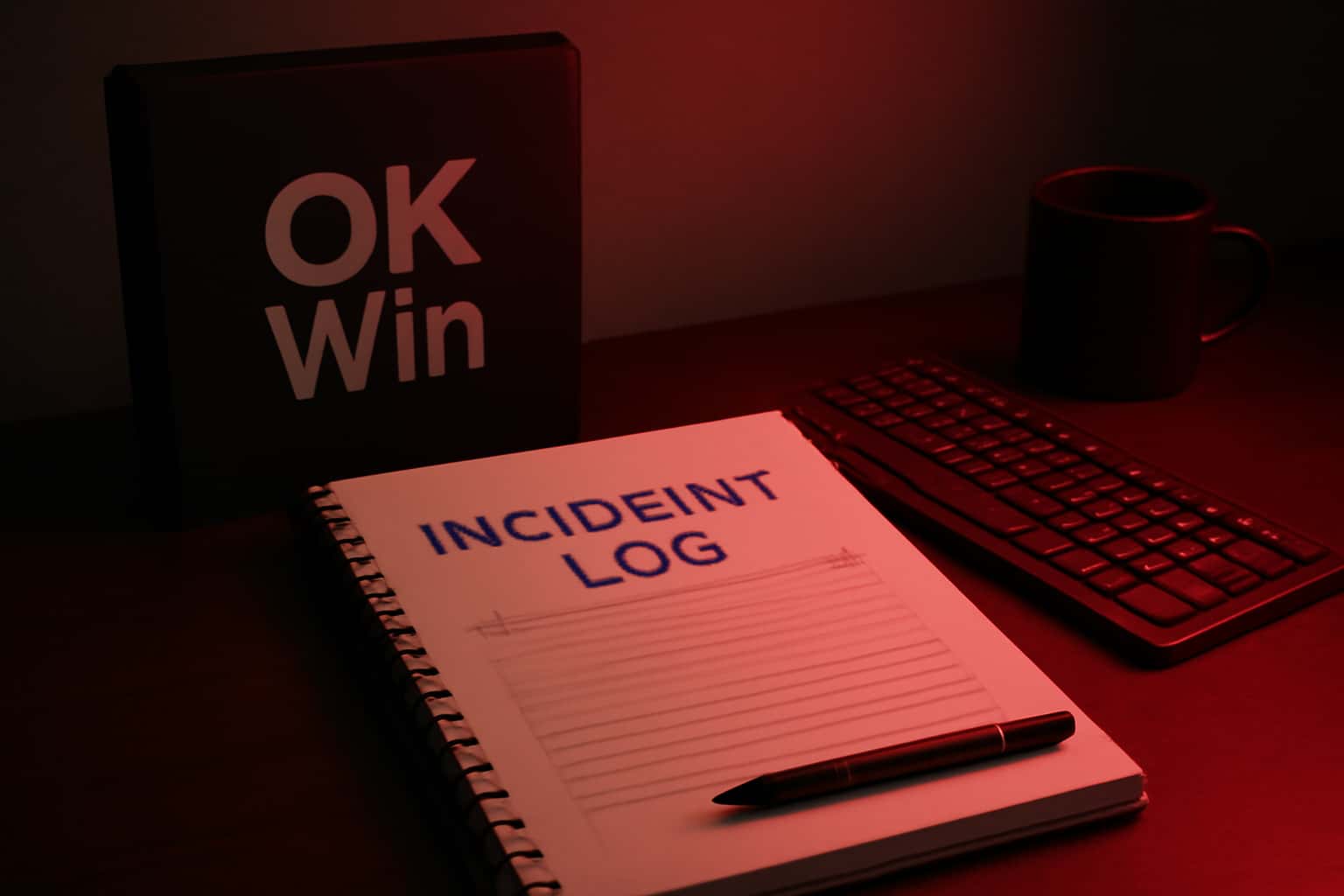 Visual representation of the OK Win Incident Log with emphasis on server updates.