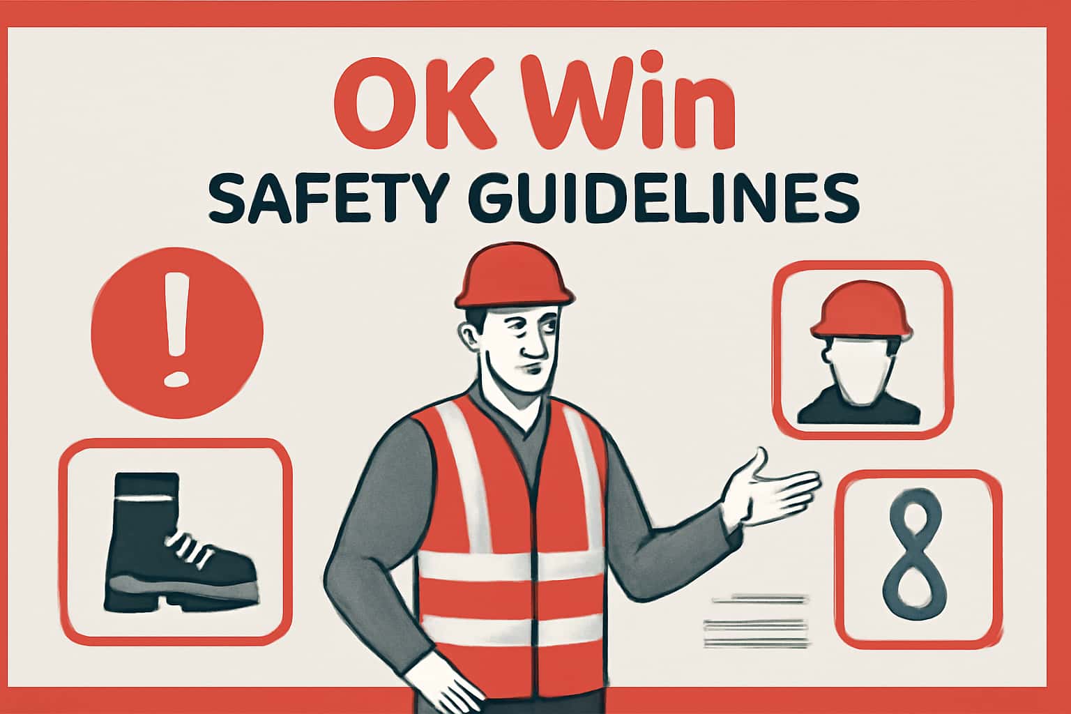 Informational scene highlighting OK Win Safety Guidelines.